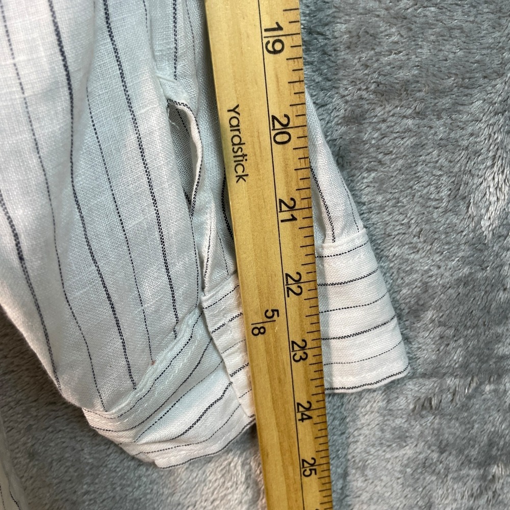 Garnet Hill Easy Linen Button Tunic Shirt Top XL White Striped‎ Lagenlook Beachy - Picture 8 of 10